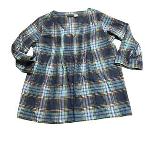 Plaid Button-Up Blouse flannel tunic